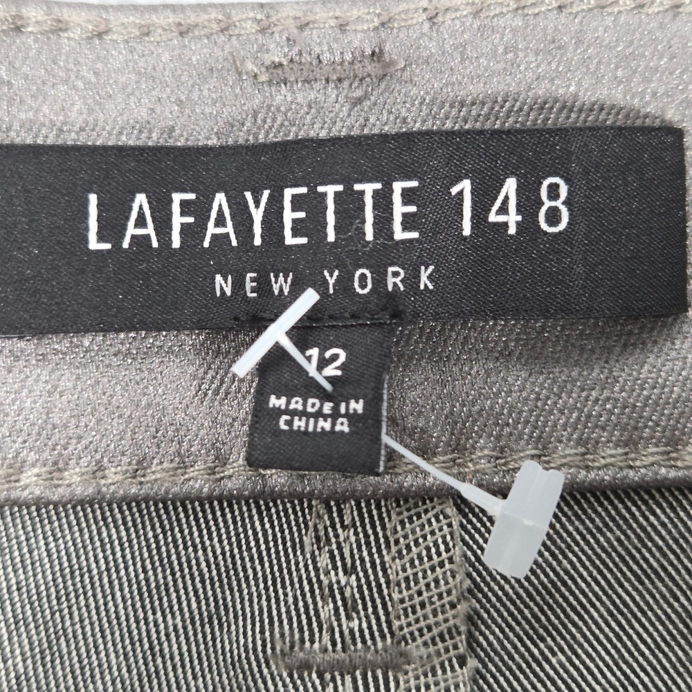 Lafayette 148 Women 12 Thompson High Waisted Mom Jeans Coated Silver Shiny - Picture 4 of 5